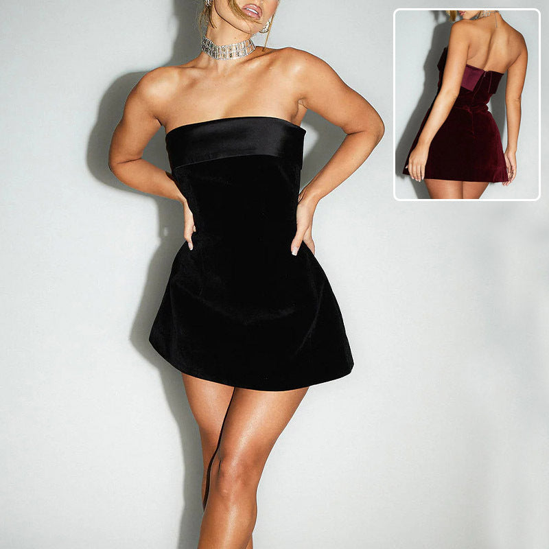 Topfitters™ | Ins Slim Tube-top Jurk Mode Rits A-lijn Korte Jurken Feestavond Kleding Voor Vrouwen
