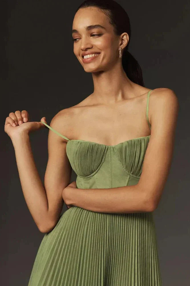 Topfitters™ | Bustier geplooide tule fit & flare midi-jurk