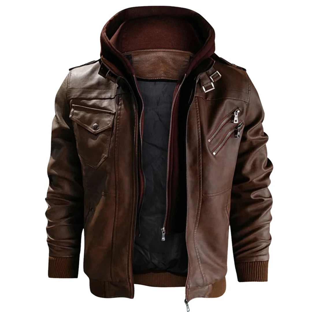 Topfitters™ | Leren jas met capuchon