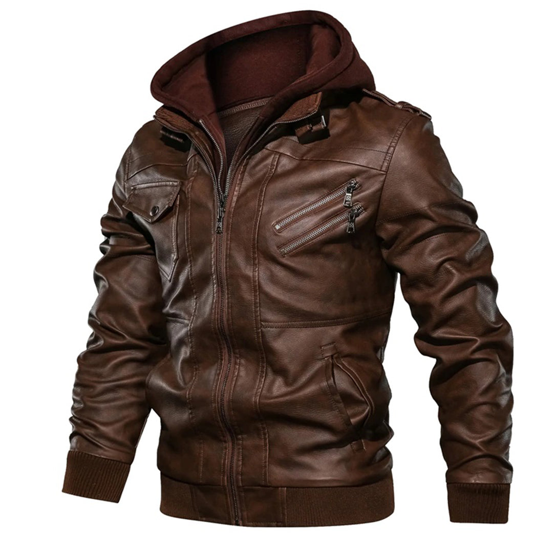Topfitters™ | Leren jas met capuchon