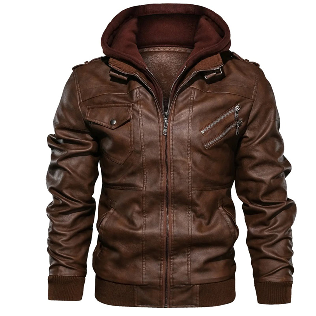 Topfitters™ | Leren jas met capuchon