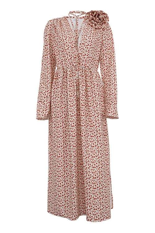 Topfitters™ | Bertha Flower V Neck Midi Dress