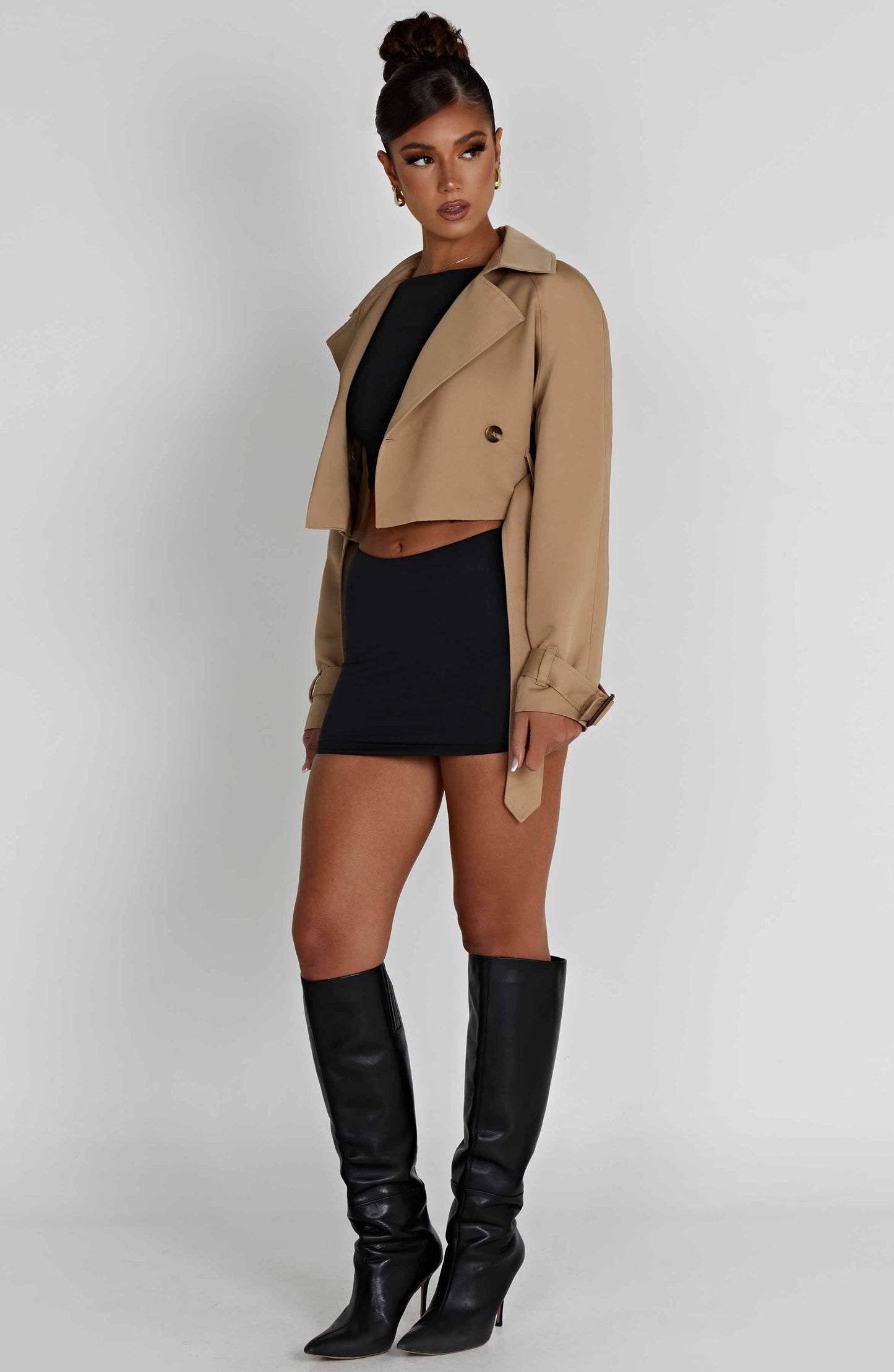 Topfitters™ | Caprice Cropped Trenchcoat - Beige