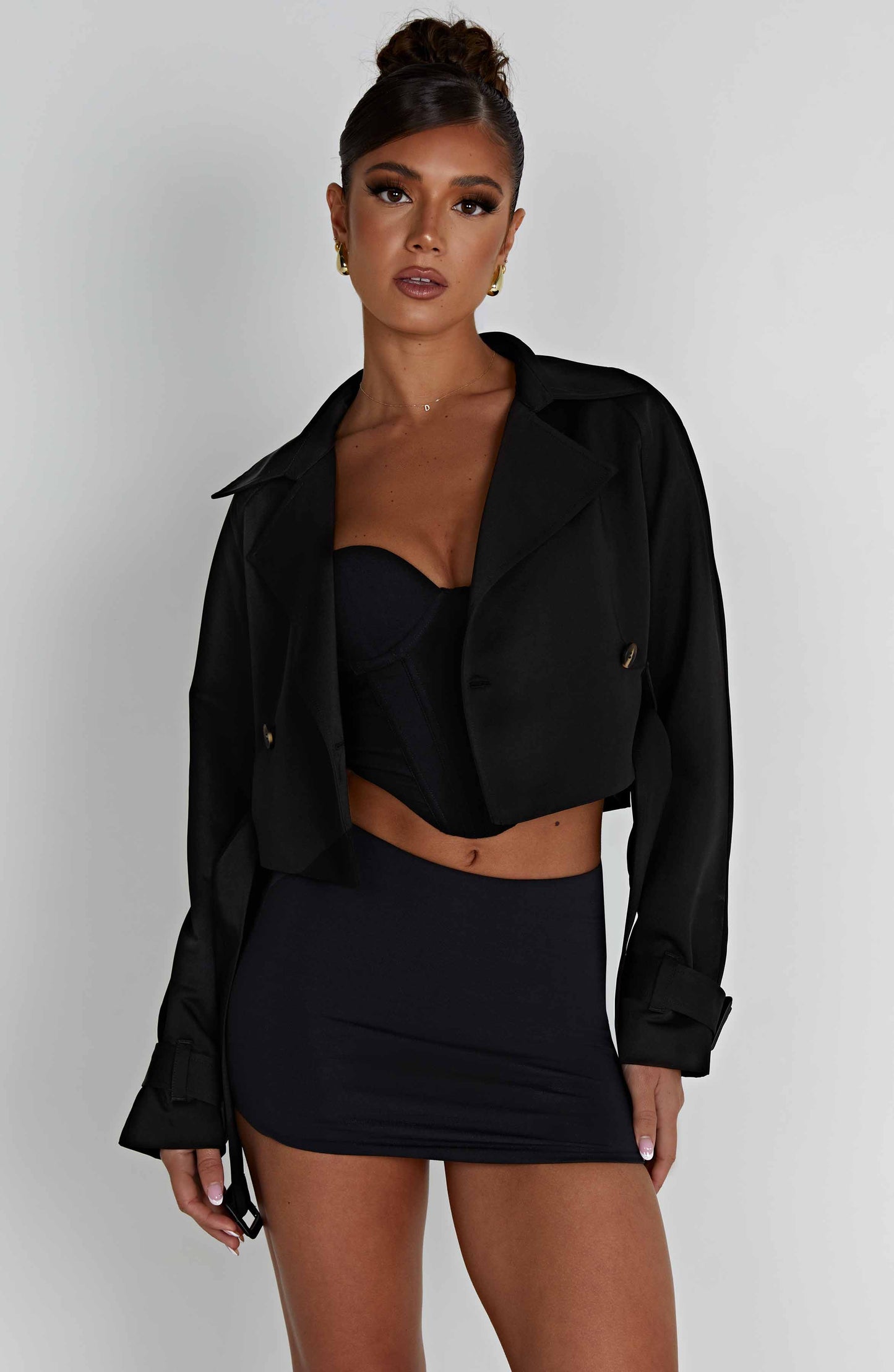 Topfitters™ | Caprice Cropped Trenchcoat - Zwart