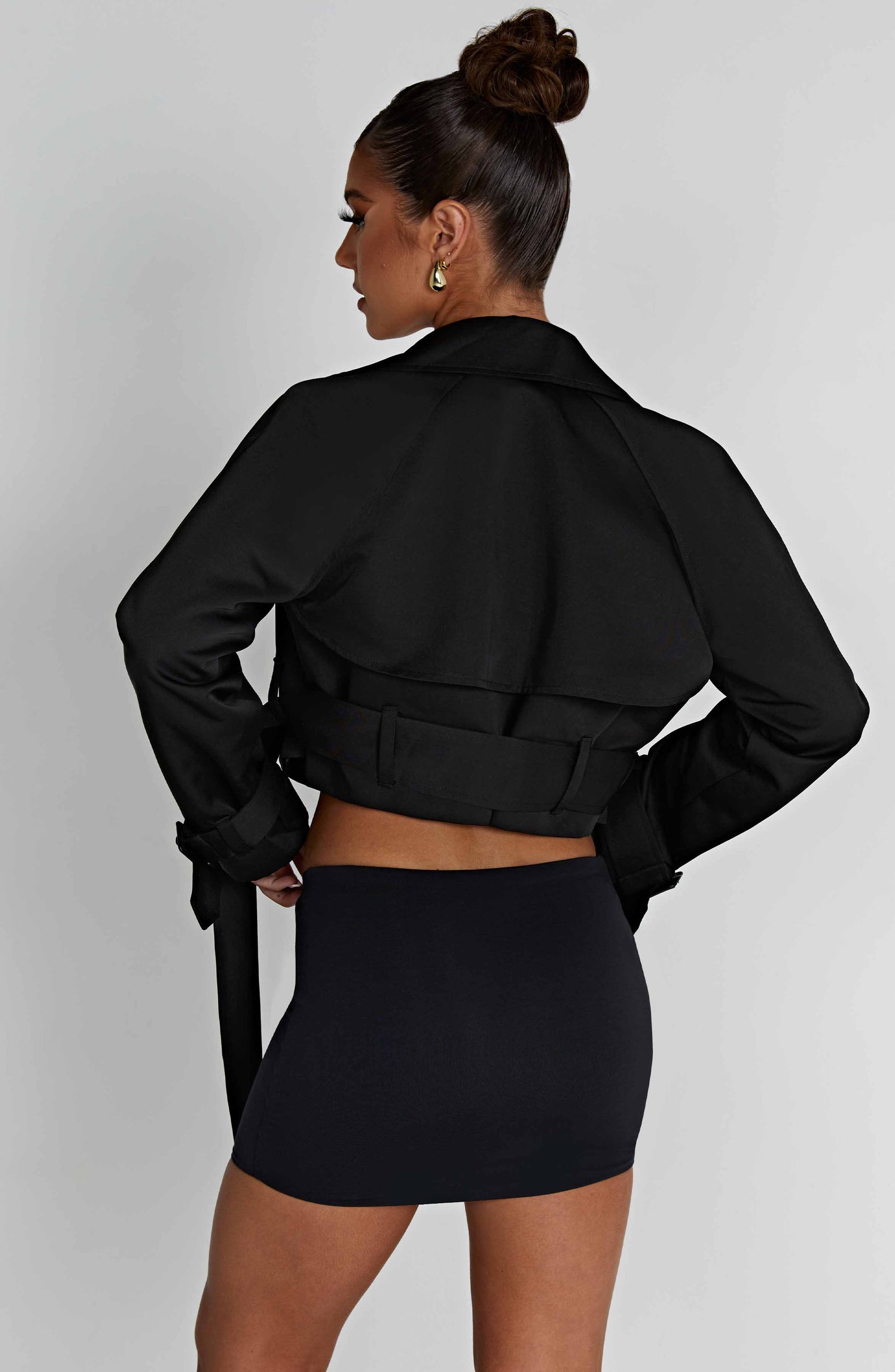 Topfitters™ | Caprice Cropped Trenchcoat - Zwart