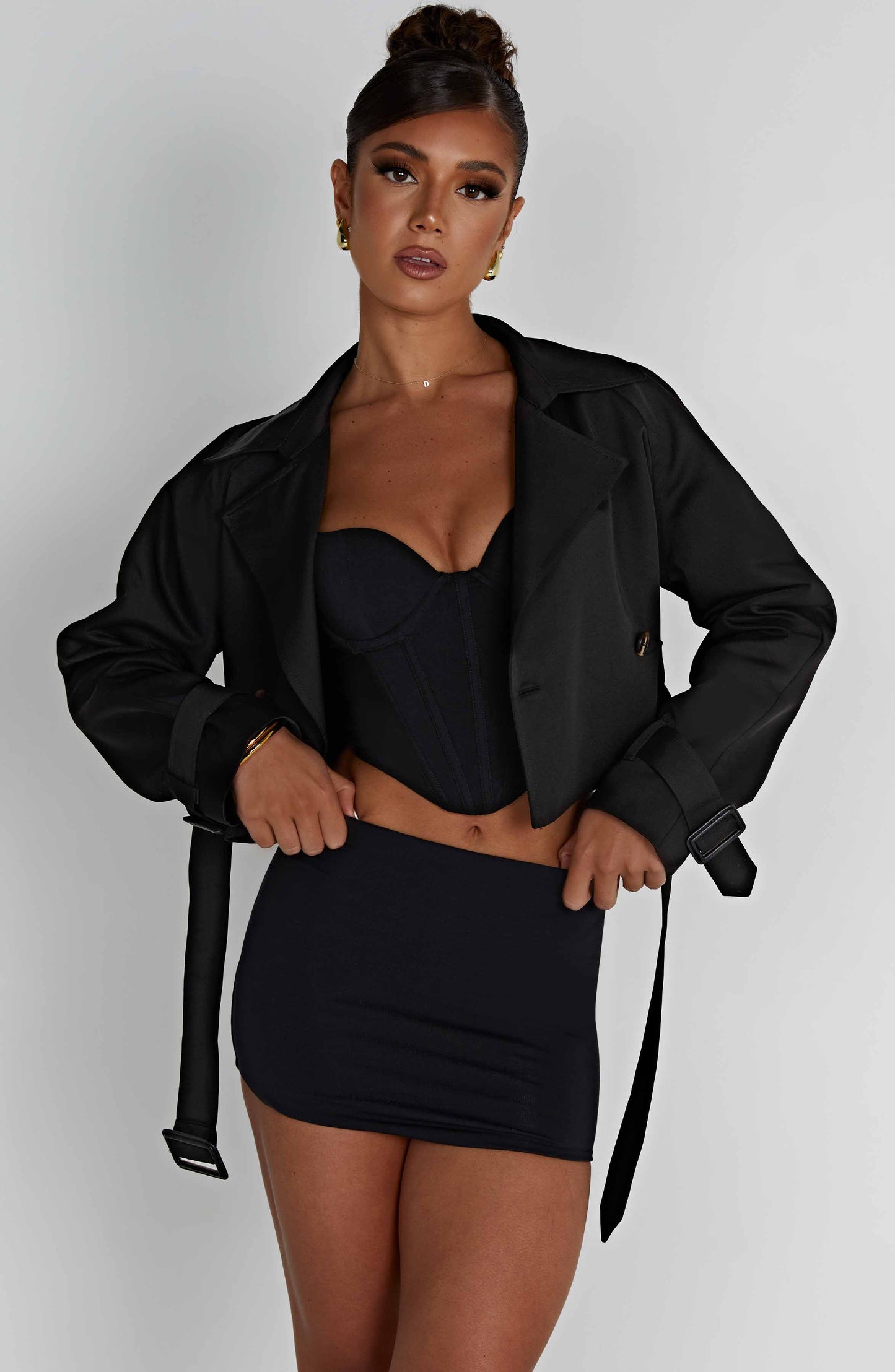 Topfitters™ | Caprice Cropped Trenchcoat - Zwart