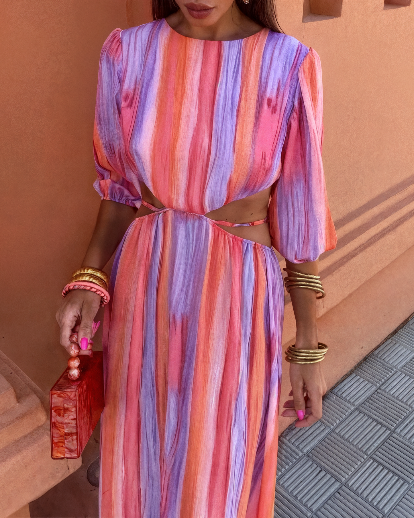 Topfitters™ | Tie-dye cut-out maxi-jurk