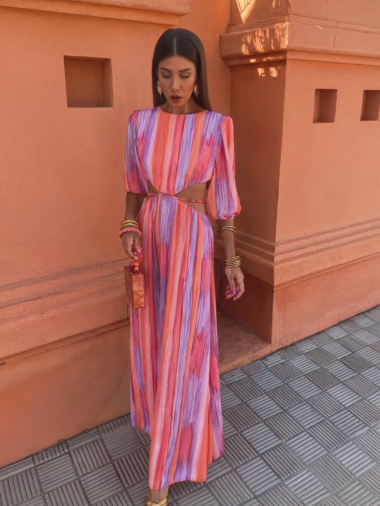 Topfitters™ | Tie-dye cut-out maxi-jurk