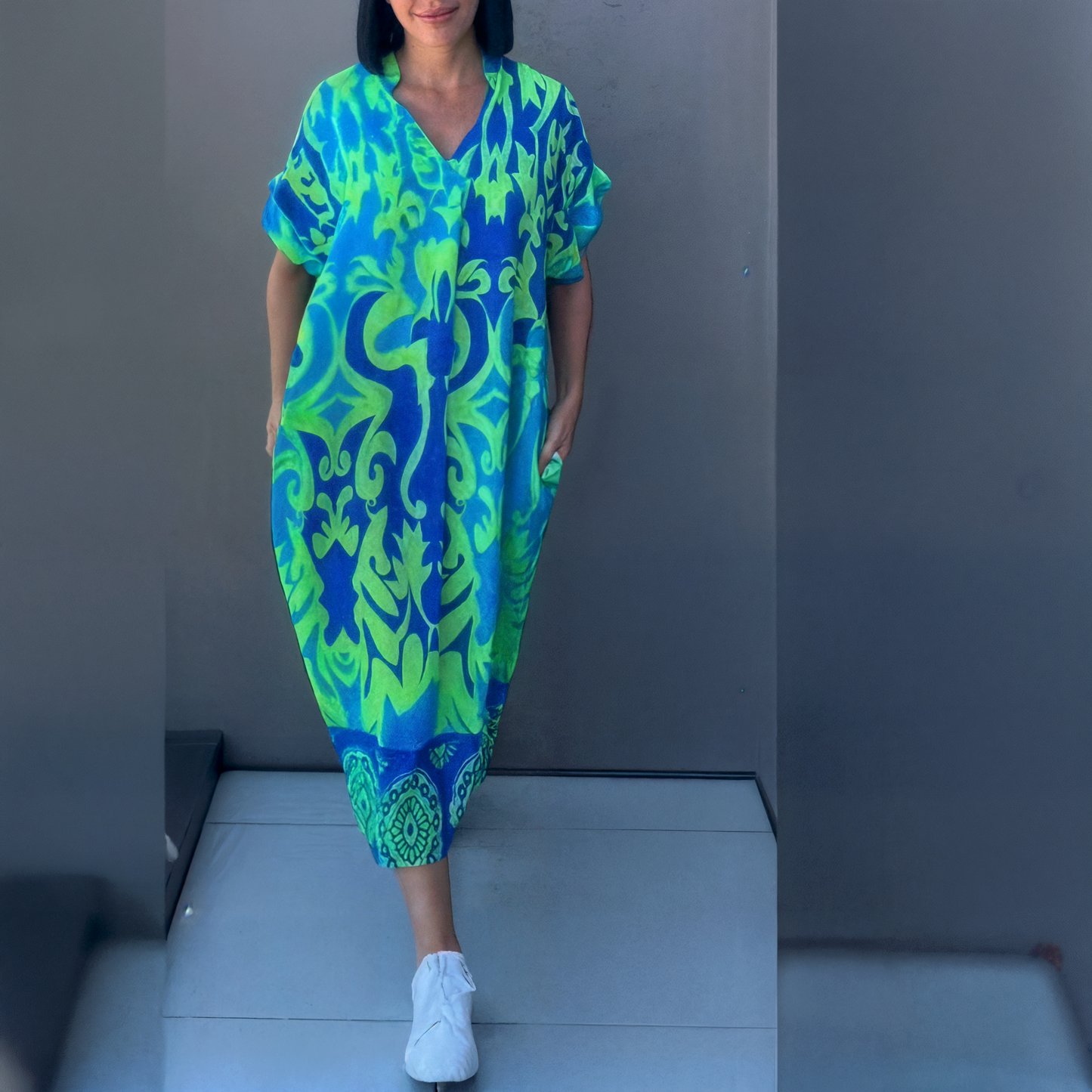 Topfitters™ | Luchtige maxi-jurk met kleurrijke print