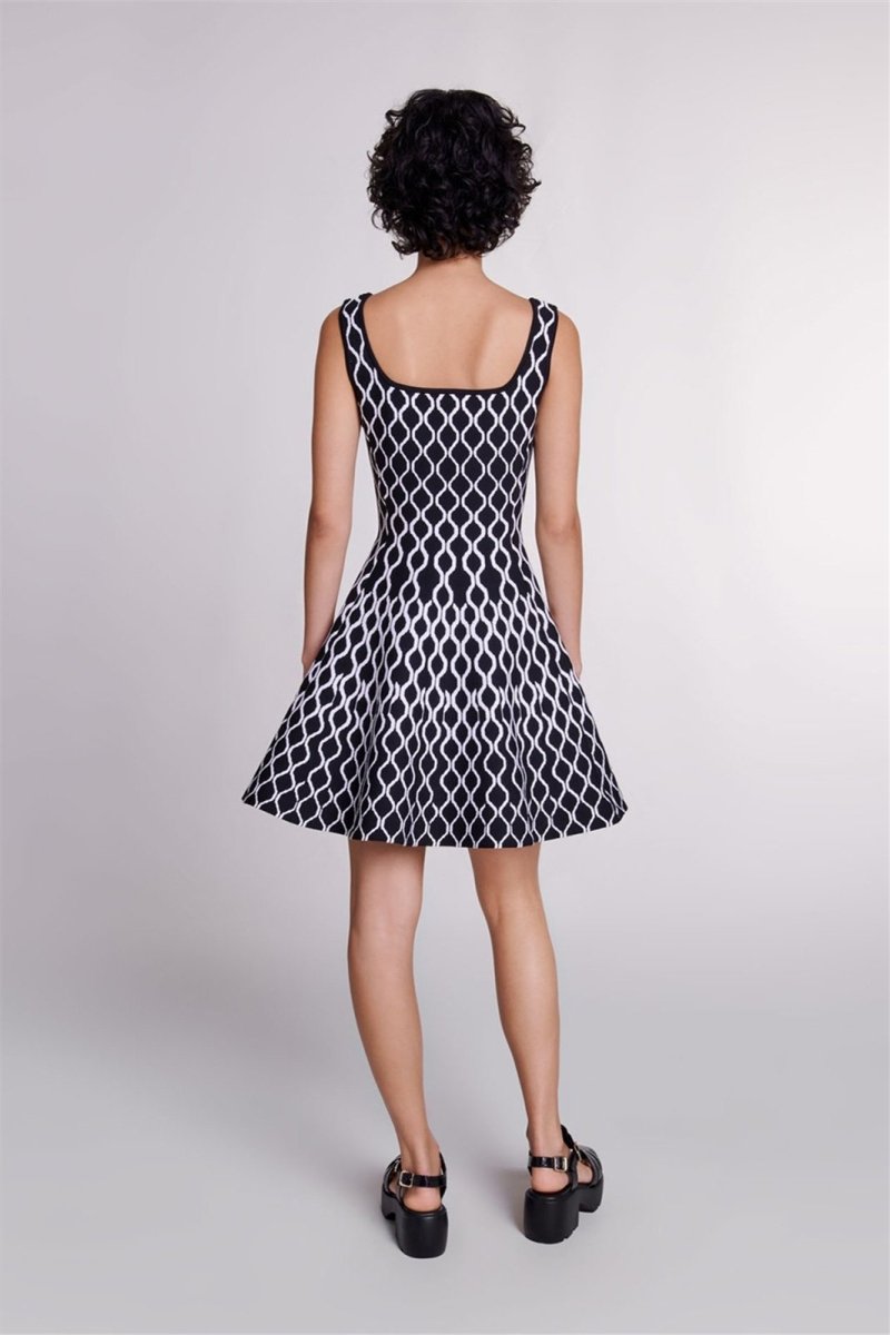Topfitters™ | Mona Abstract Print Vierkante Hals Mini Breijurk