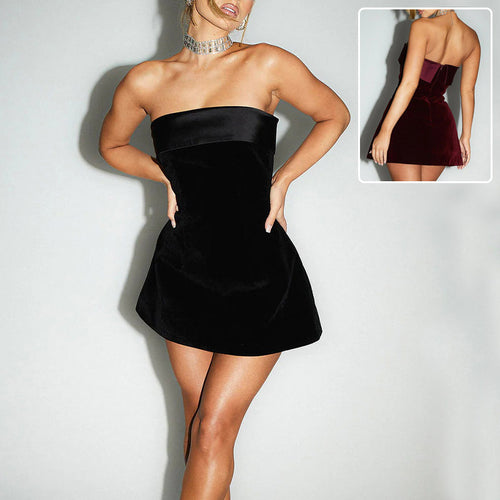 Topfitters™ | Ins Slim Tube-top Jurk Mode Rits A-lijn Korte Jurken Feestavond Kleding Voor Vrouwen