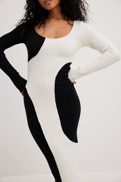 Topfitters™ | Belen Contrast Knit Midi-jurk