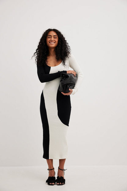 Topfitters™ | Belen Contrast Knit Midi-jurk