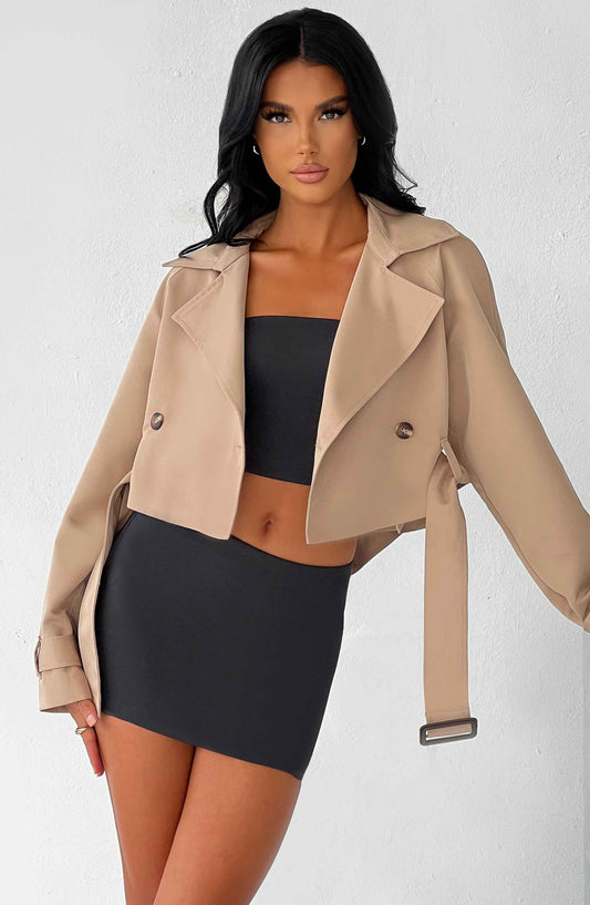 Topfitters™ | Caprice Cropped Trenchcoat - Beige