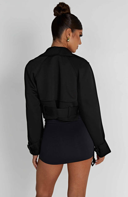 Topfitters™ | Caprice Cropped Trenchcoat - Zwart