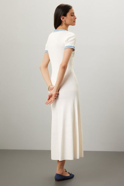 Topfitters™ | Elma ronde hals gebreide midi-shirtjurk