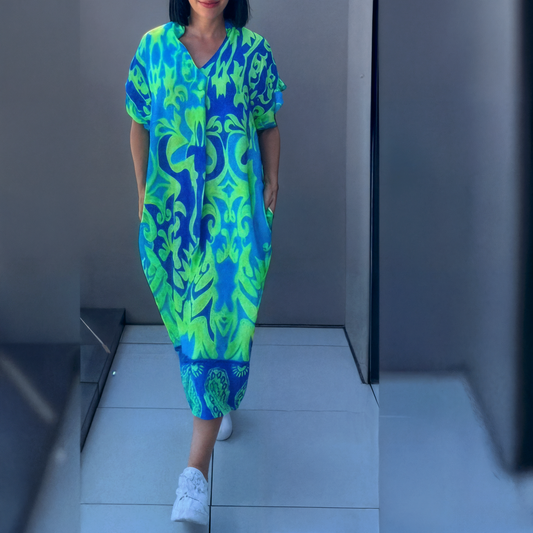 Topfitters™ | Luchtige maxi-jurk met kleurrijke print
